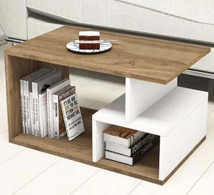 Letter C center table in white and wooden caffee