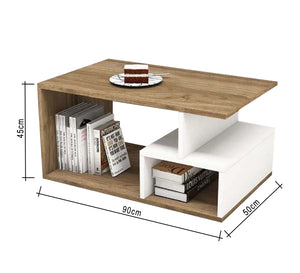 Letter C center table in white and wooden caffee