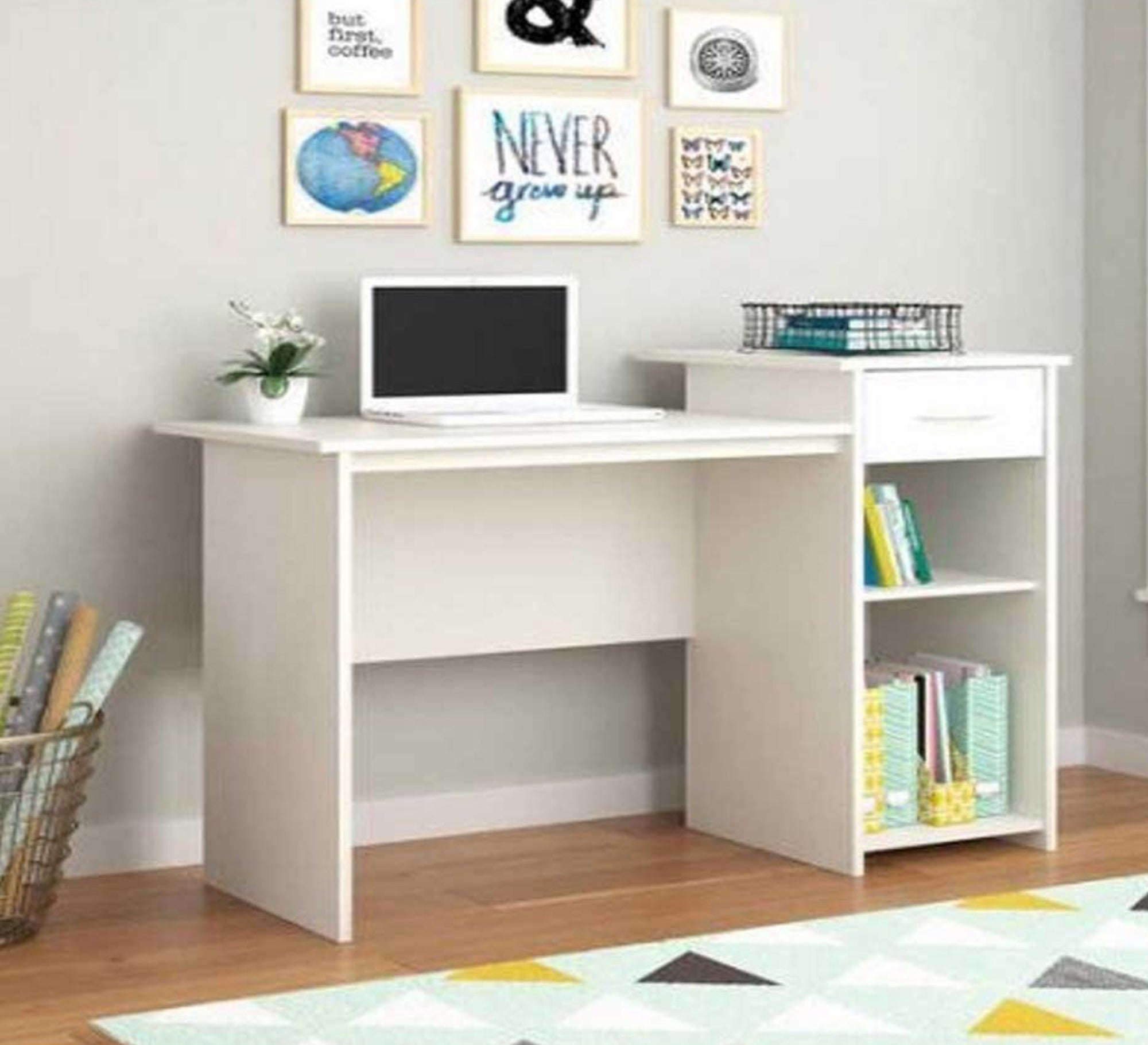 White children's study desk