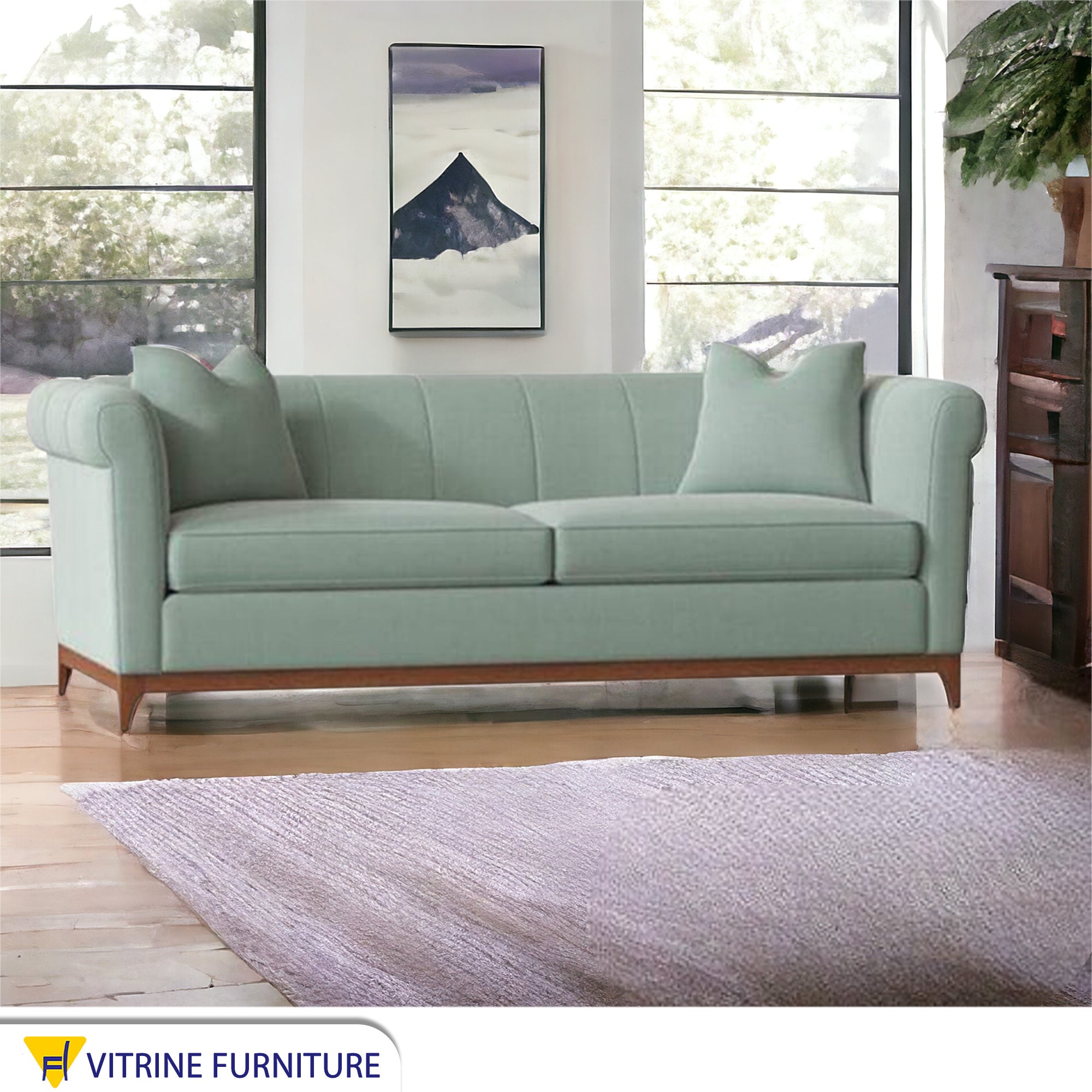 Mint green sofa