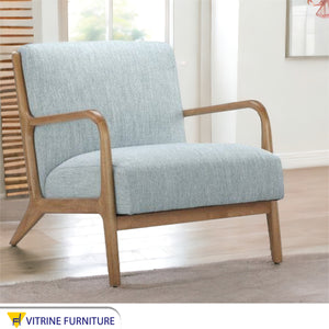 Footstool chair with wooden armrests