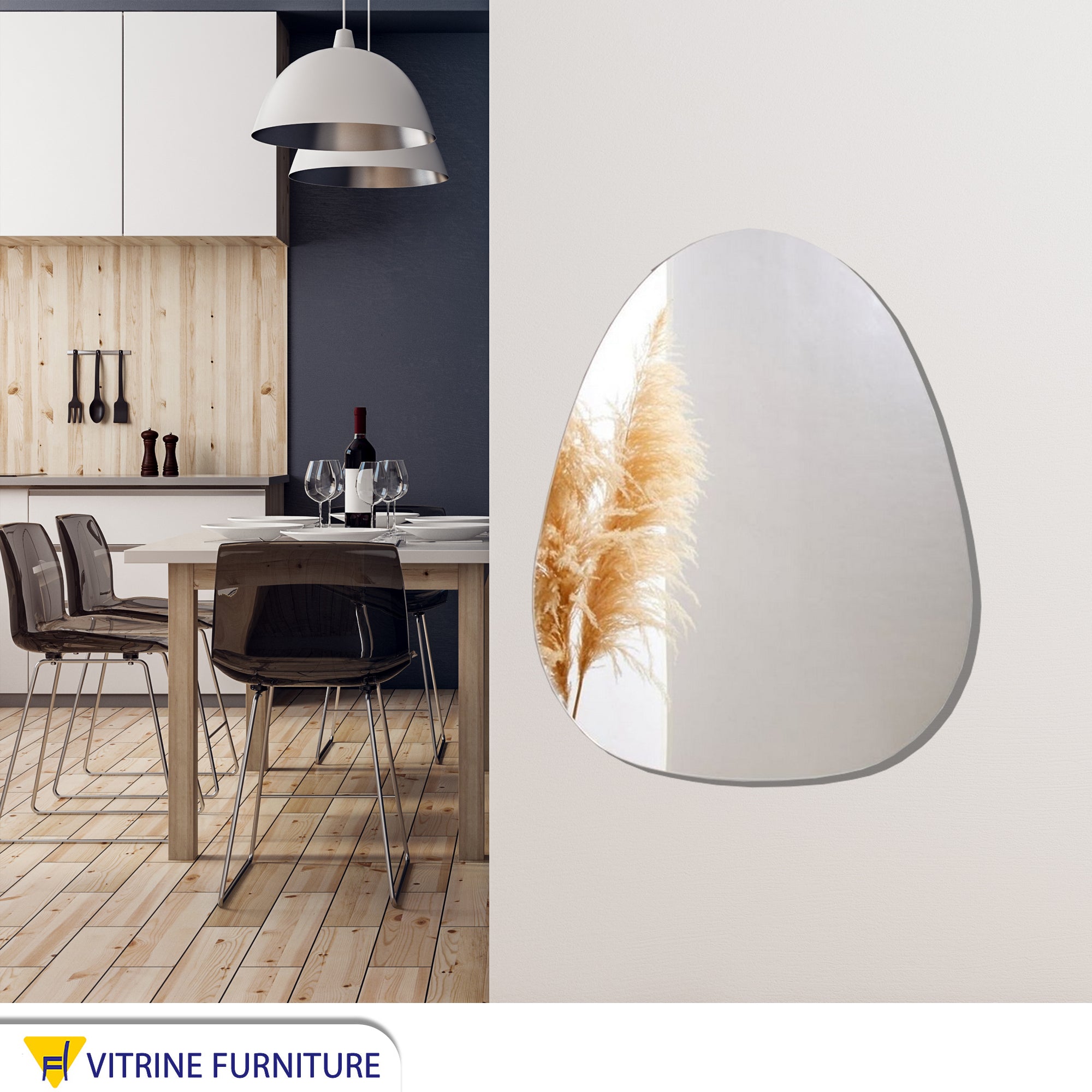Oval mirror for reception spaces