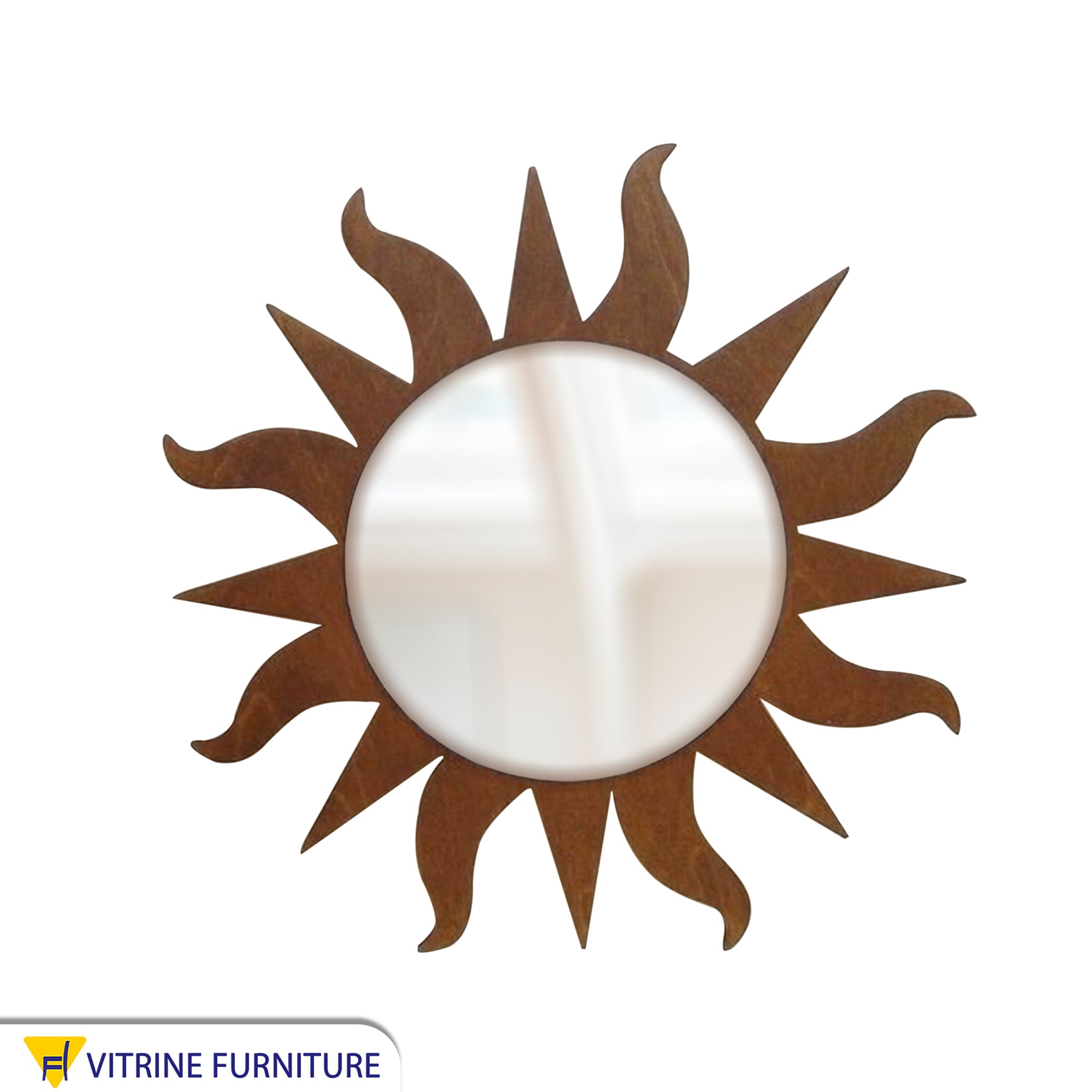 Mirrors with a brown frame in the shape of the sun
