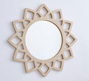 Elegant Circular Hollow Wood Mirror