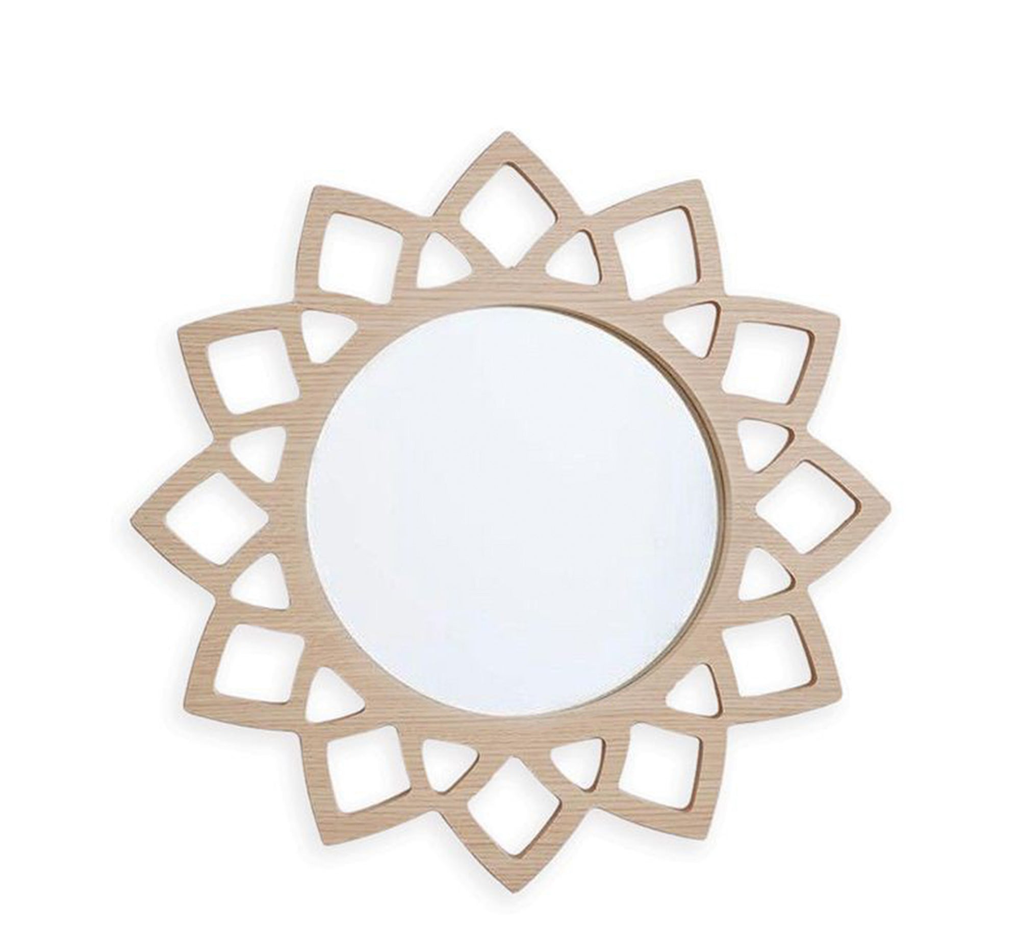 Elegant Circular Hollow Wood Mirror