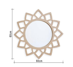 Elegant Circular Hollow Wood Mirror