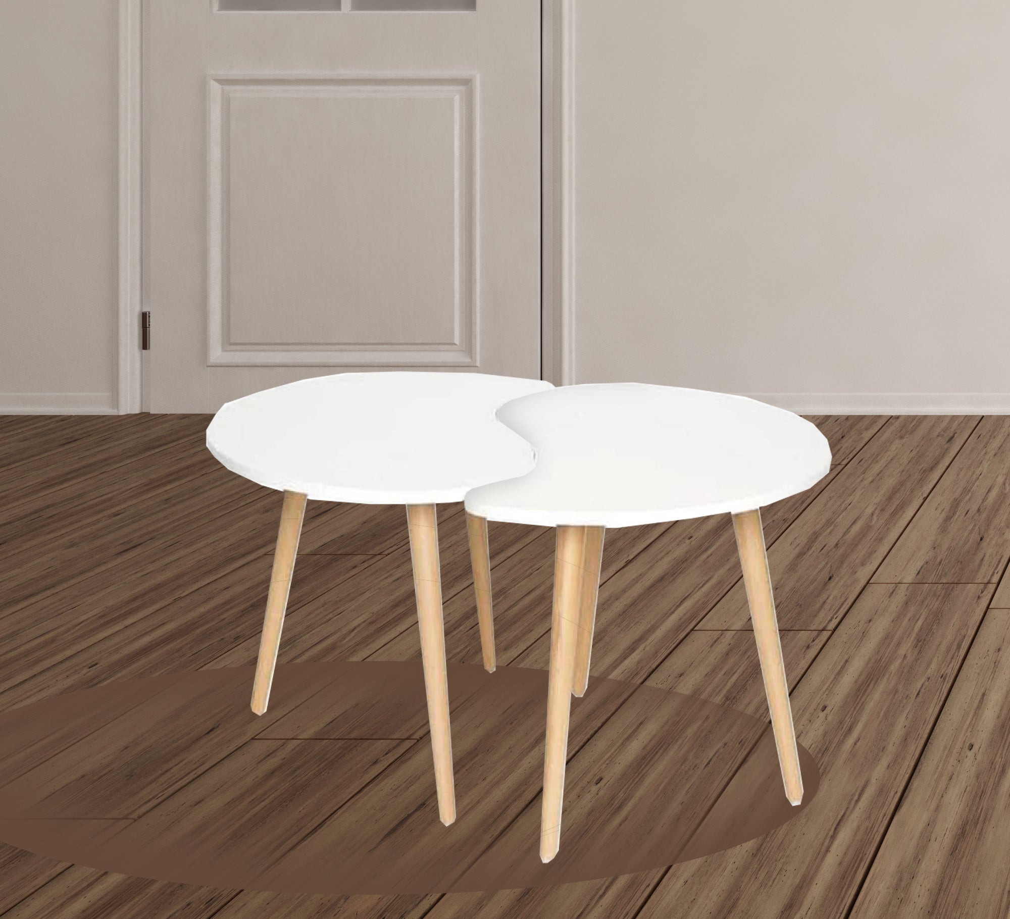 A set of side tables in white