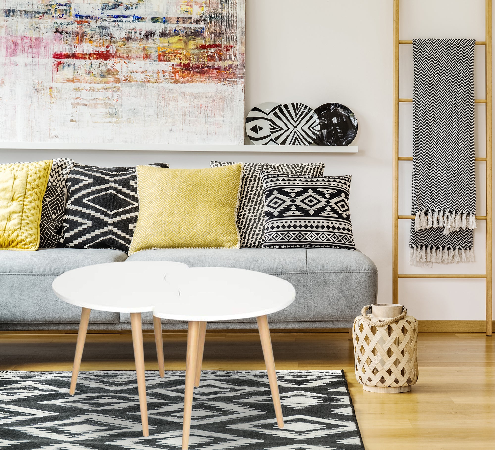 A set of side tables in white