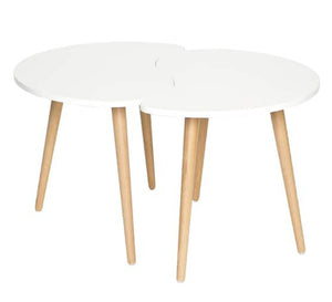 A set of side tables in white