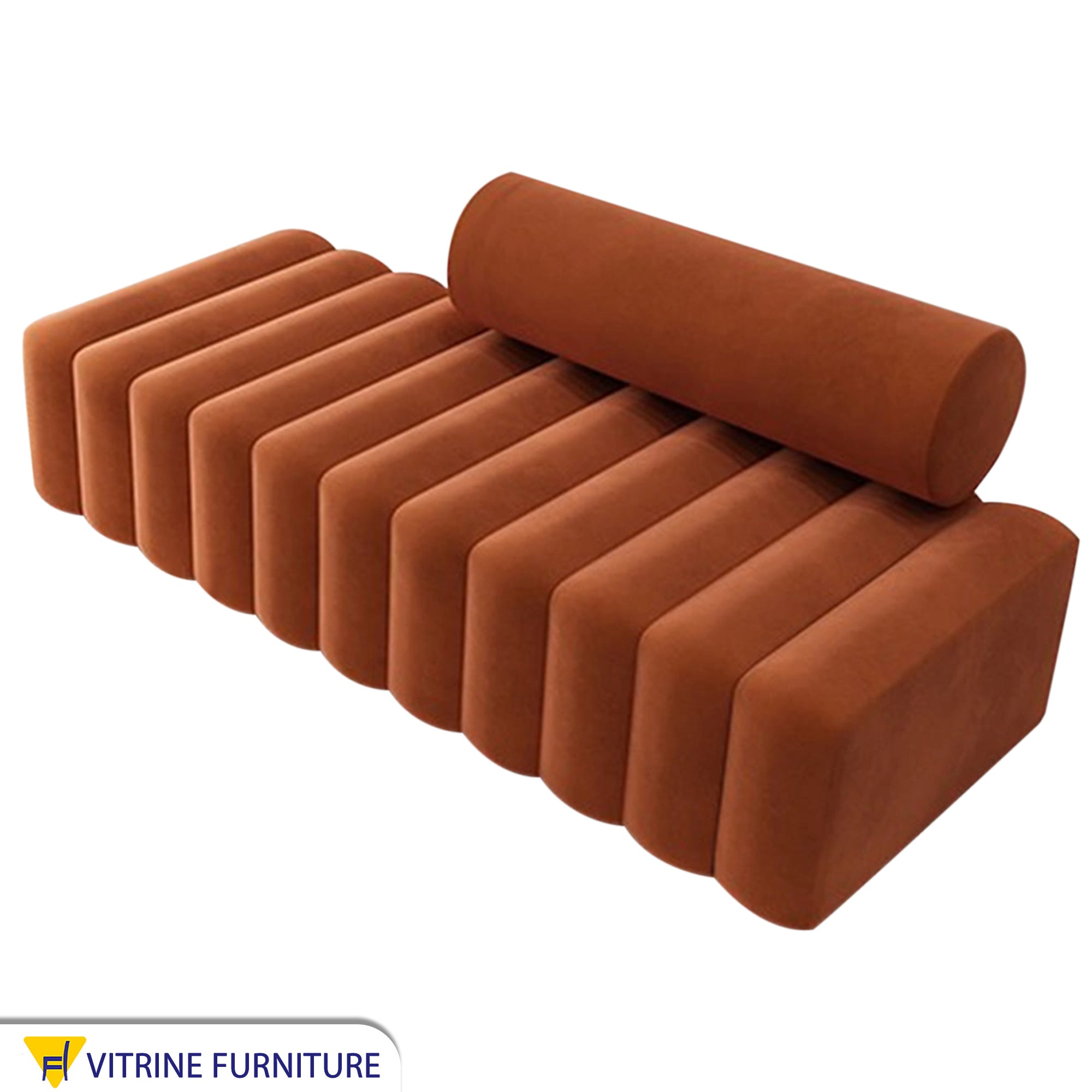 Chaise longue sofa with ribbed upholstery