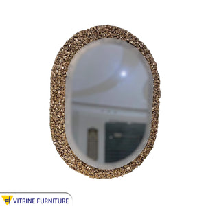 Oval LED mirror with golden frame