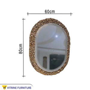 Oval LED mirror with golden frame