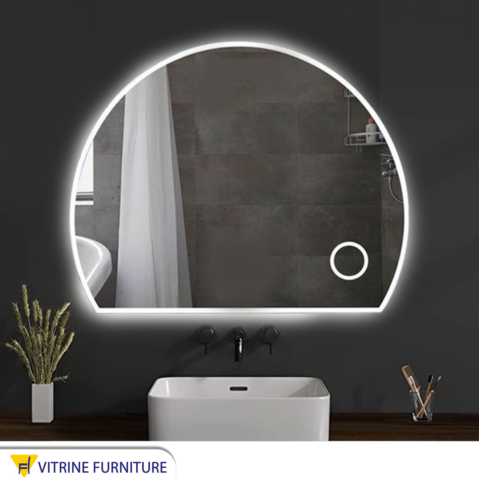 Semicircular LED mirror