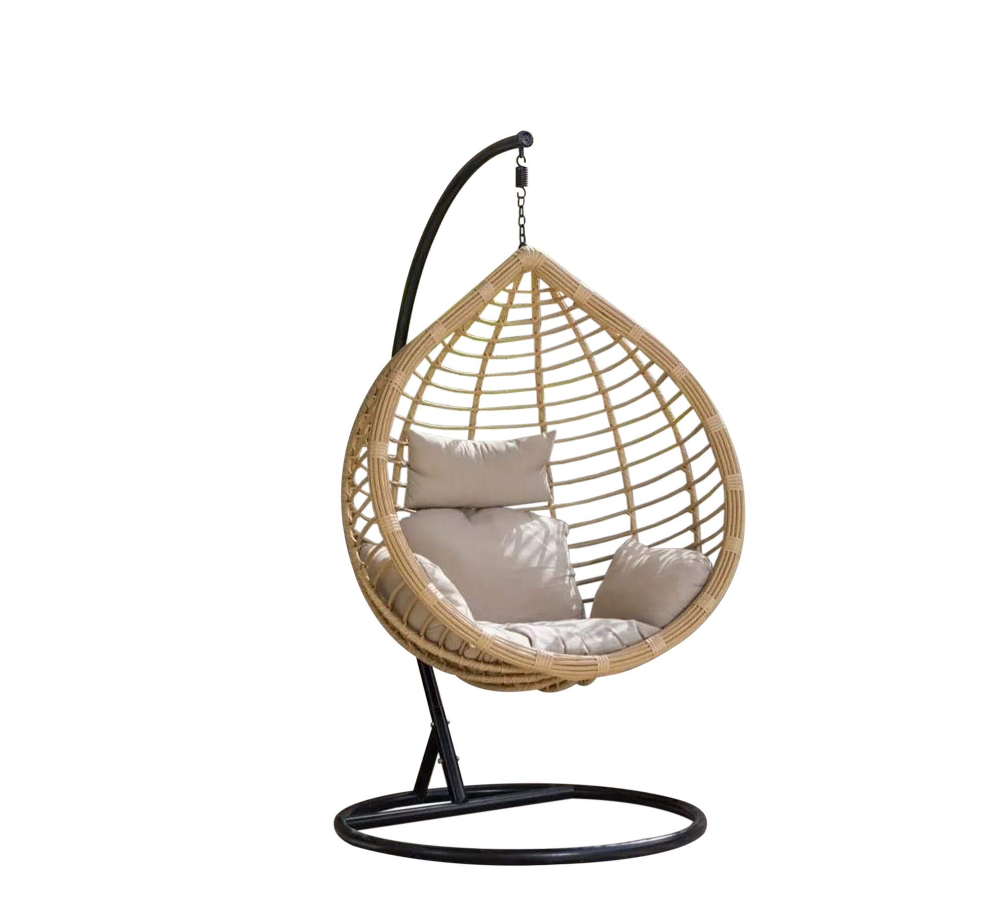 Beige hanging swing chair