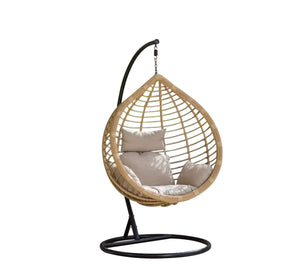 Beige hanging swing chair