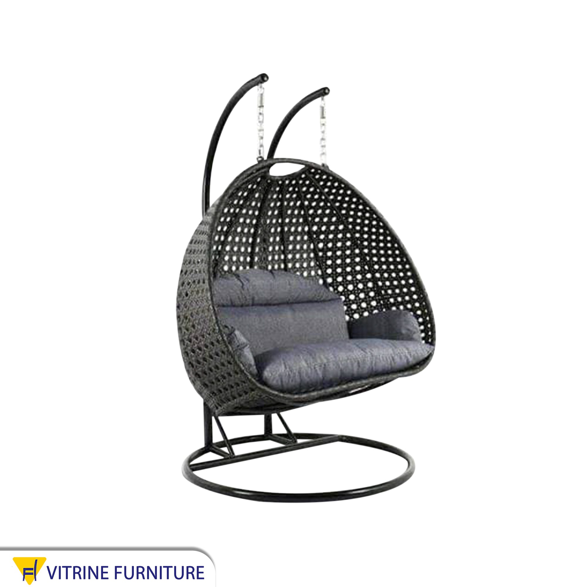 Double swing chair with flat base