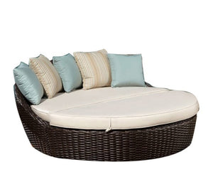 Round rattan bed with half backrest