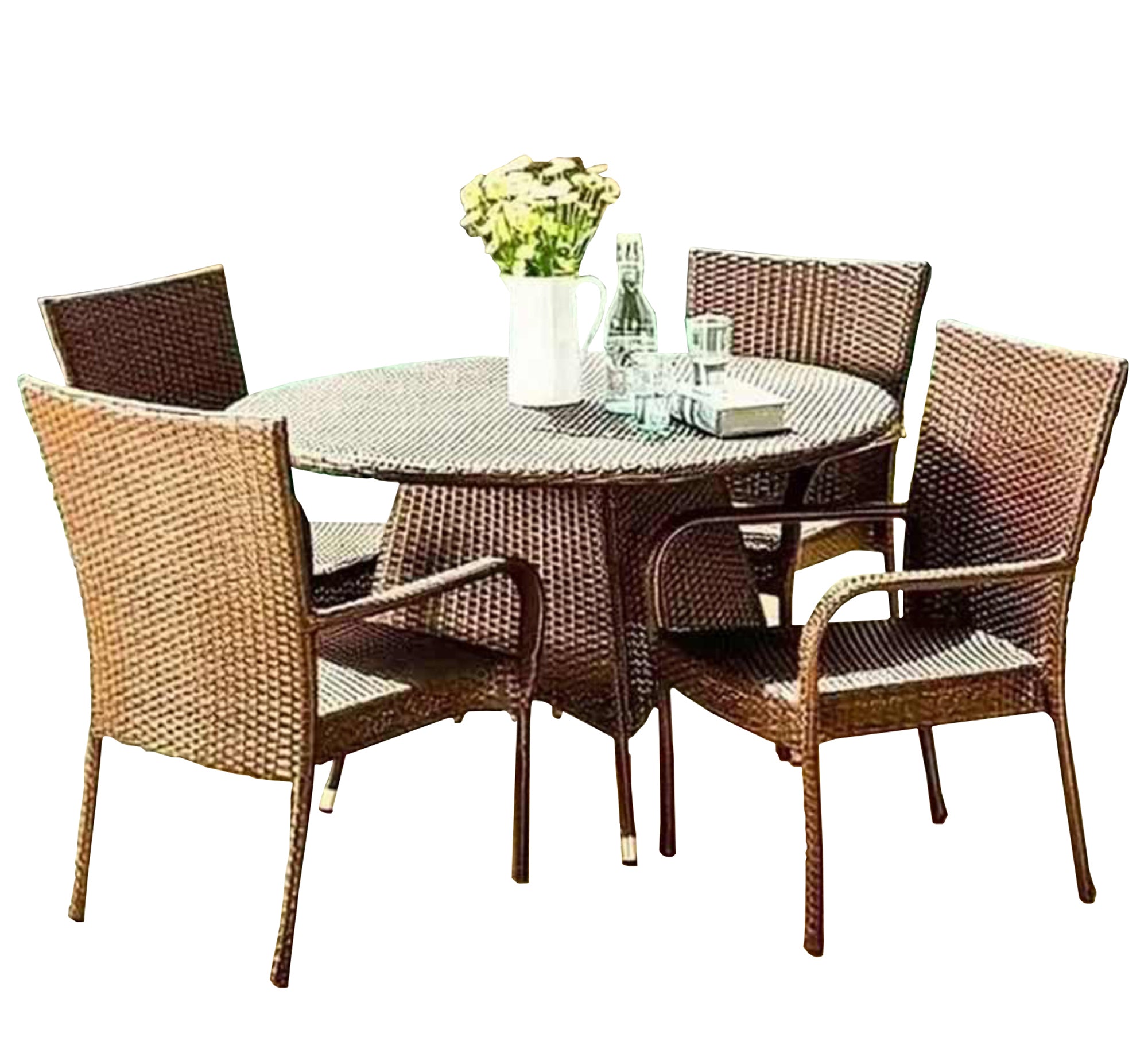 Circular dining table with four chairs