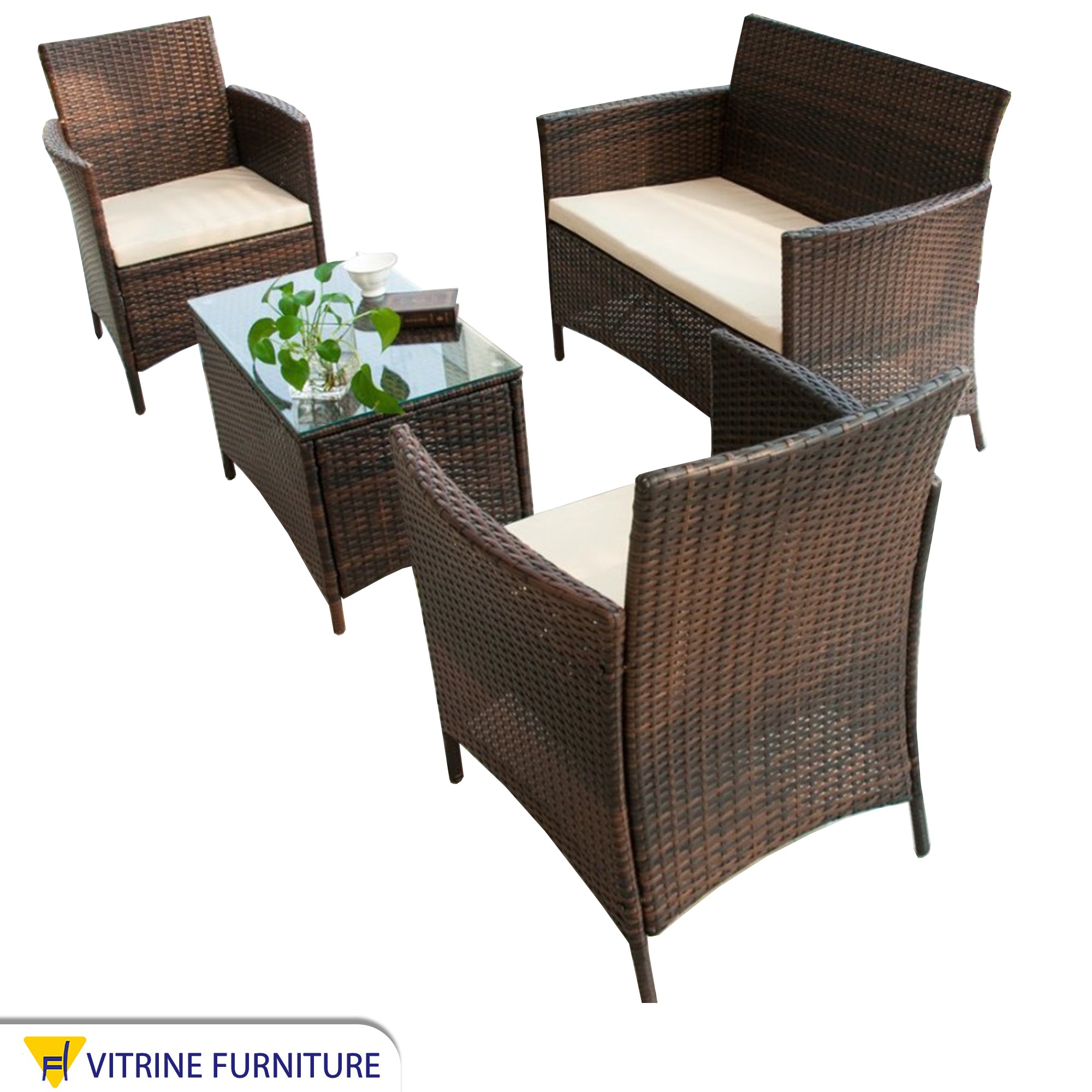Rattan sofa and chairs for the garden