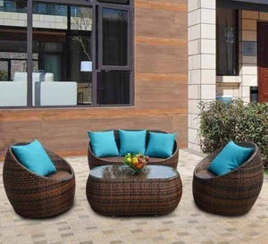 An outdoor seating set with an exceptional design