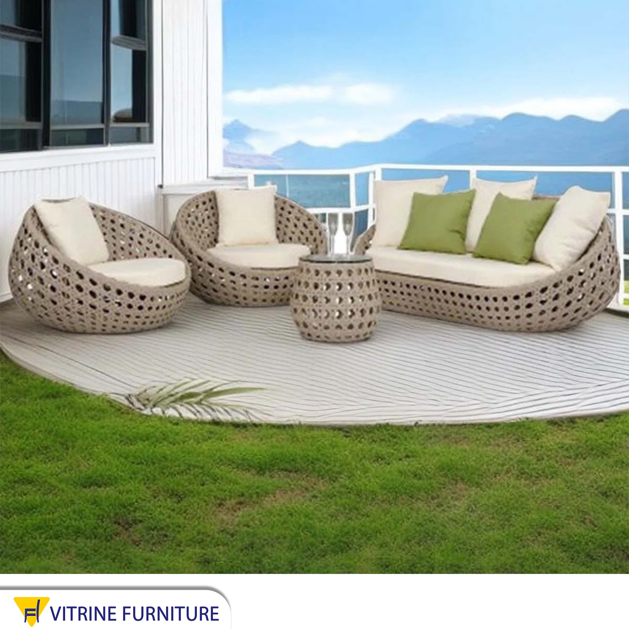 White inflatable outdoor seating set