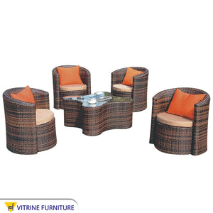 Round chairs set with table