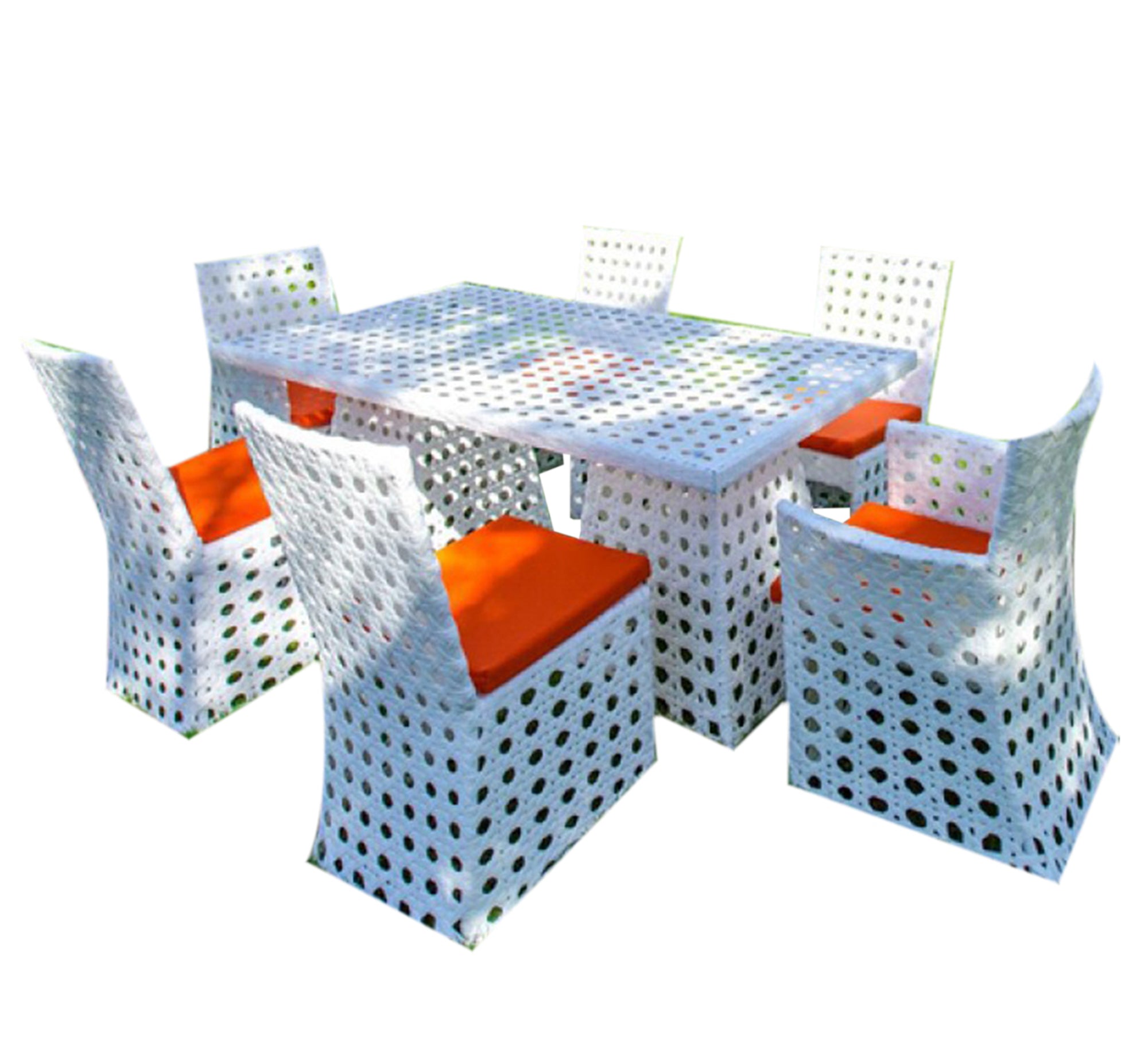 Dining table with glass top and six chairs