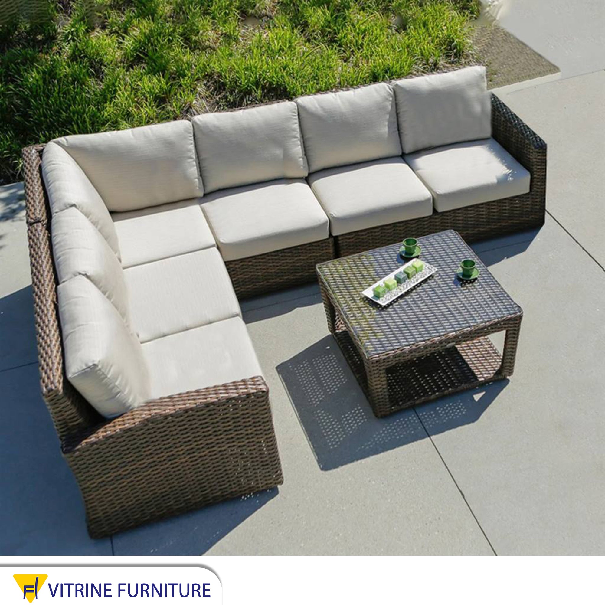 VIP outdoor corner set with two sofas and a table