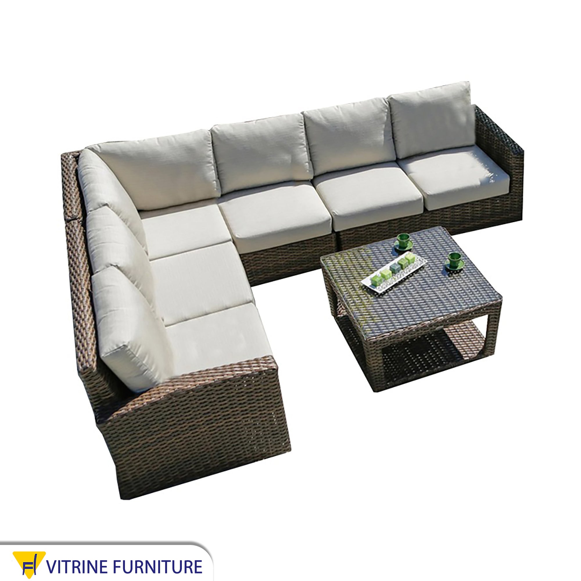 VIP outdoor corner set with two sofas and a table