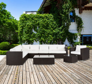 Outdoor corner seating made of rattan