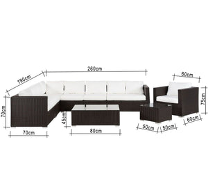 Outdoor corner seating made of rattan