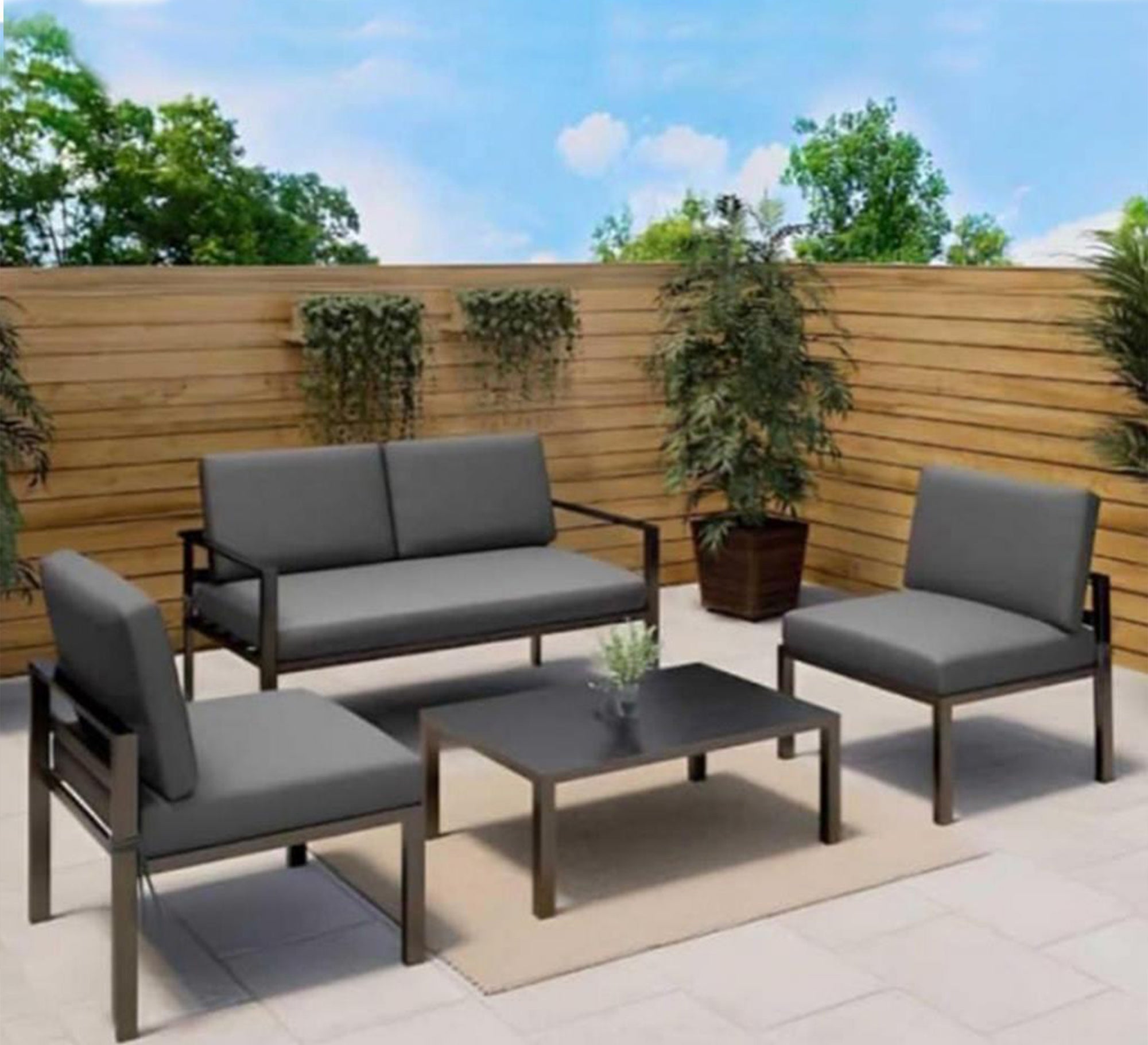 Steel outdoor seating set