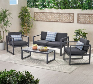 Outdoor seating set with steel frame