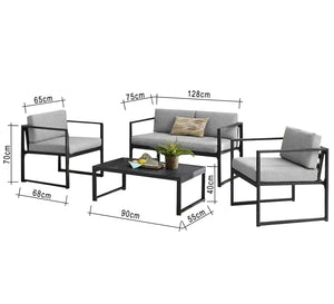 Outdoor seating set with steel frame