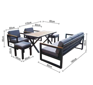 Gray steel seating set