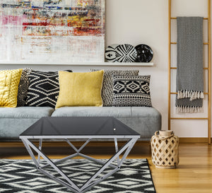 Ribbed silver coffee table