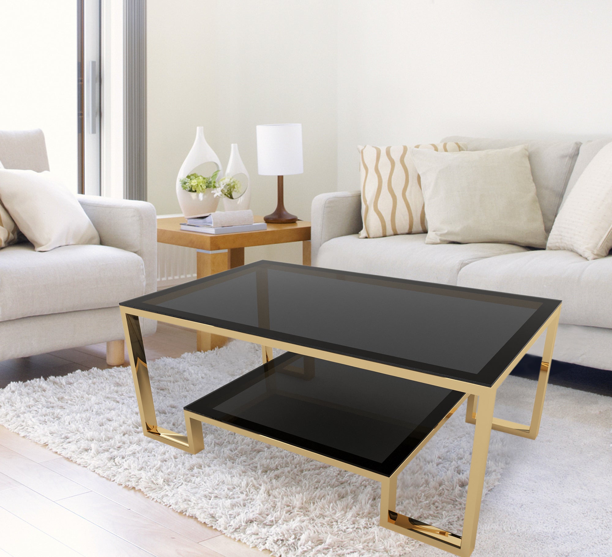 Center table with two different sized surfaces