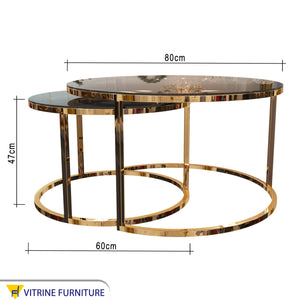 2 interlocking circular coffee tables