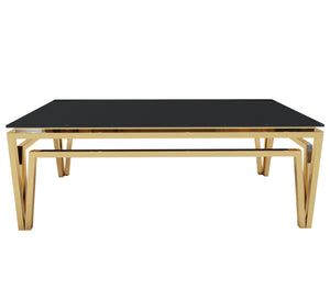 Rectangular table with a decorative steel frame