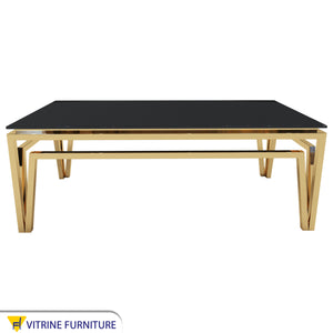 Rectangular table with a decorative steel frame