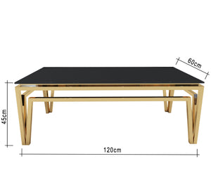 Rectangular table with a decorative steel frame