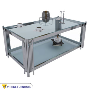 Silver rectangular frame table