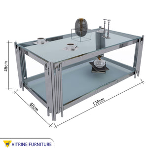 Silver rectangular frame table