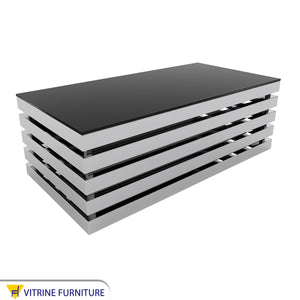 Rectangular table in black and shiny silver