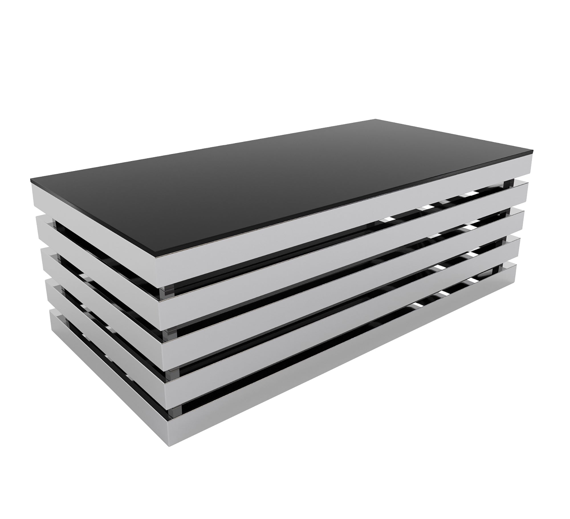 Rectangular table in black and shiny silver