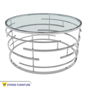 Circular table with transparent glass