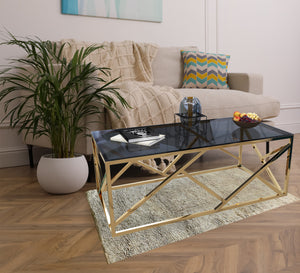 Rectangular table with a decorative steel frame