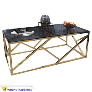 Rectangular table with a decorative steel frame