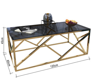 Rectangular table with a decorative steel frame