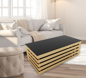 Rectangular table in black and shiny gold